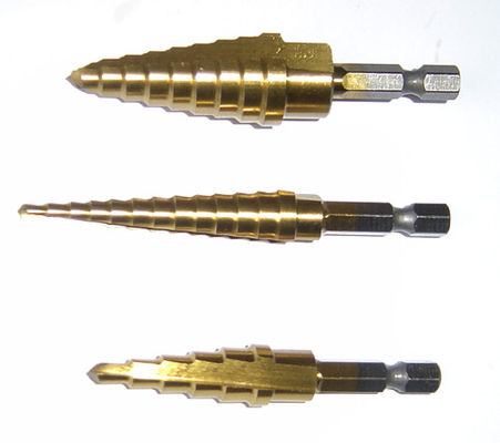 HSS Titanium Coated Step Drill Bit Hex Shank untuk Logam