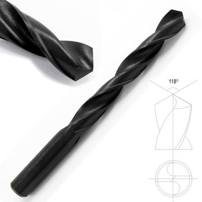 DIN338 HSS Pengeboran Bit lurus batang Hitam oksida 118 derajat titik