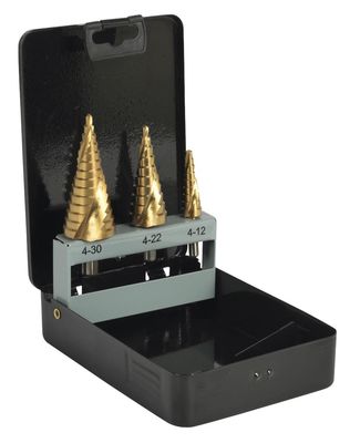 3Pcs Titanium dilapisi Step Drill Bit Set Hex Shank untuk Logam