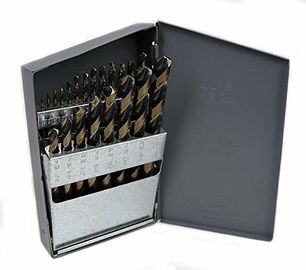 Set Mata Bor HSS M2 21pc 1/64-1/2in Finishing Hitam Emas Kotak Baja