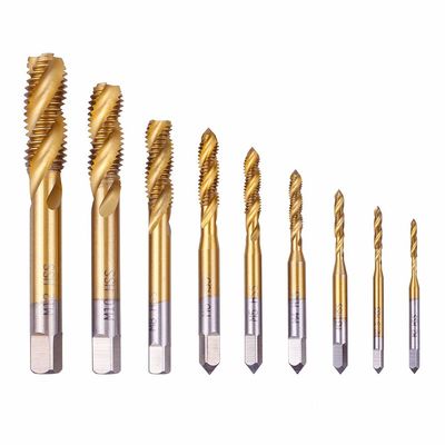 M12 Titanium Coated Spiral Flute HSS Mesin Tap DIN371