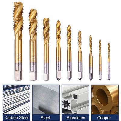 M12 Titanium Coated Spiral Flute HSS Mesin Tap DIN371