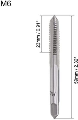 Mata Tap Tangan HSS M6 Ulir Metrik Pitch 1 Flute Lurus