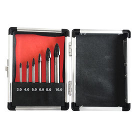 6pcs Lurus Shank Kaca Bor Bit Set Dengan Sandblasted Aluminium Box Packing