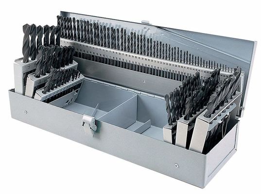 115-Piece Ti-Coated HSS Drill Bit Set dalam Kotak Logam