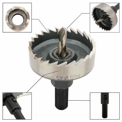 45mm HSS Hole Saw untuk stainless steel dengan 3-slide shank