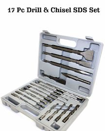SDS Plus Hammer Drill Bits Set 17pc 40Cr Baja dengan Kasus Plastik